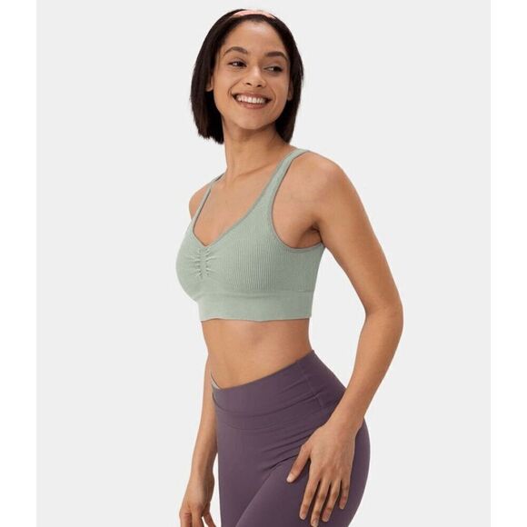 NWT Size Small Halara Seamless Flow Medium Support Ruched Yoga Sports Bra HA36 - Picture 1 of 2